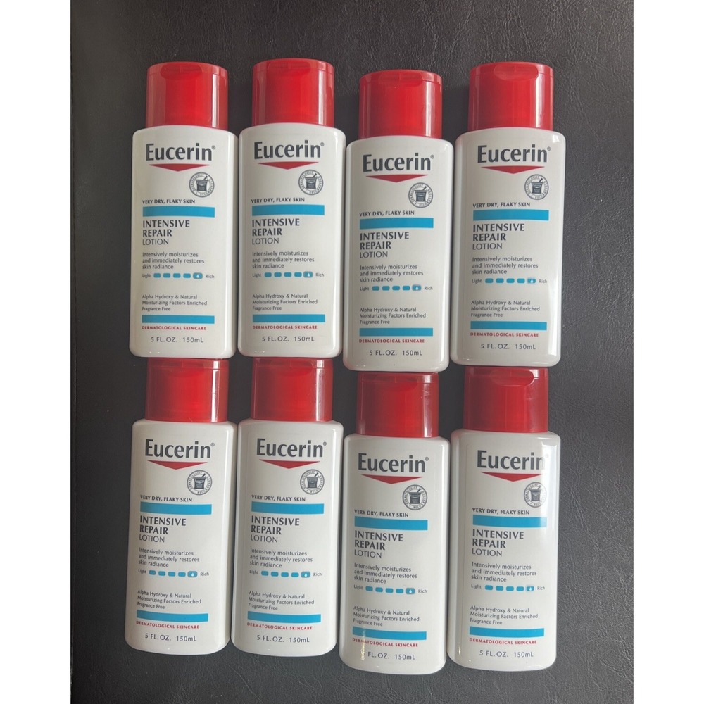 Lot of 8 Eucerin Intensive Repair Lotion Very Dry Flaky Skin 5‎ oz 150ml Each